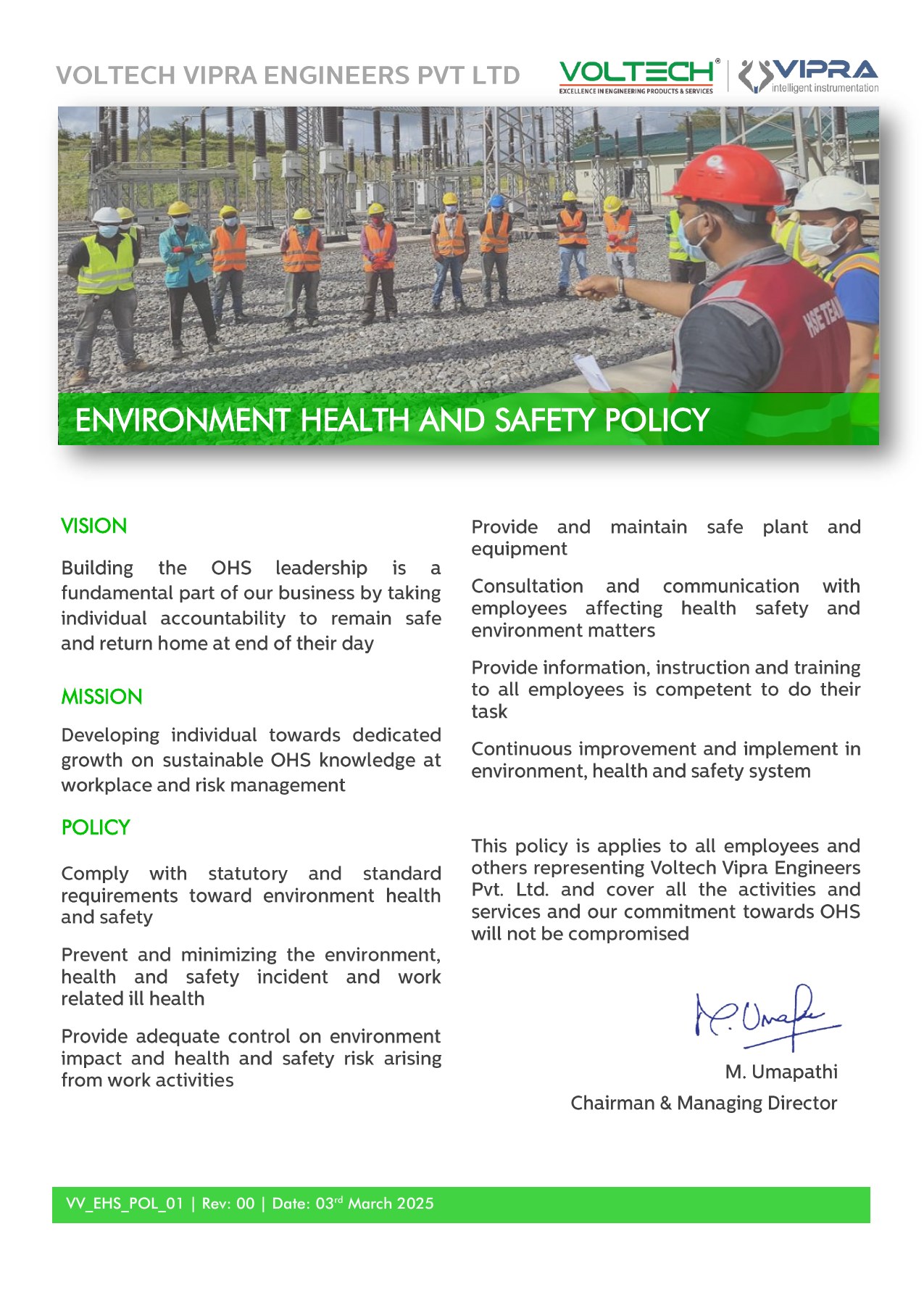 Occupational Health and Safety Policy
